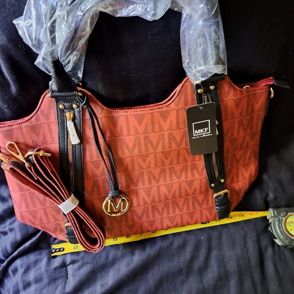 NEW Large 14 inch deep - Brick Red MJK with Top and shoulder straps Vegan - Picture 3 of 6